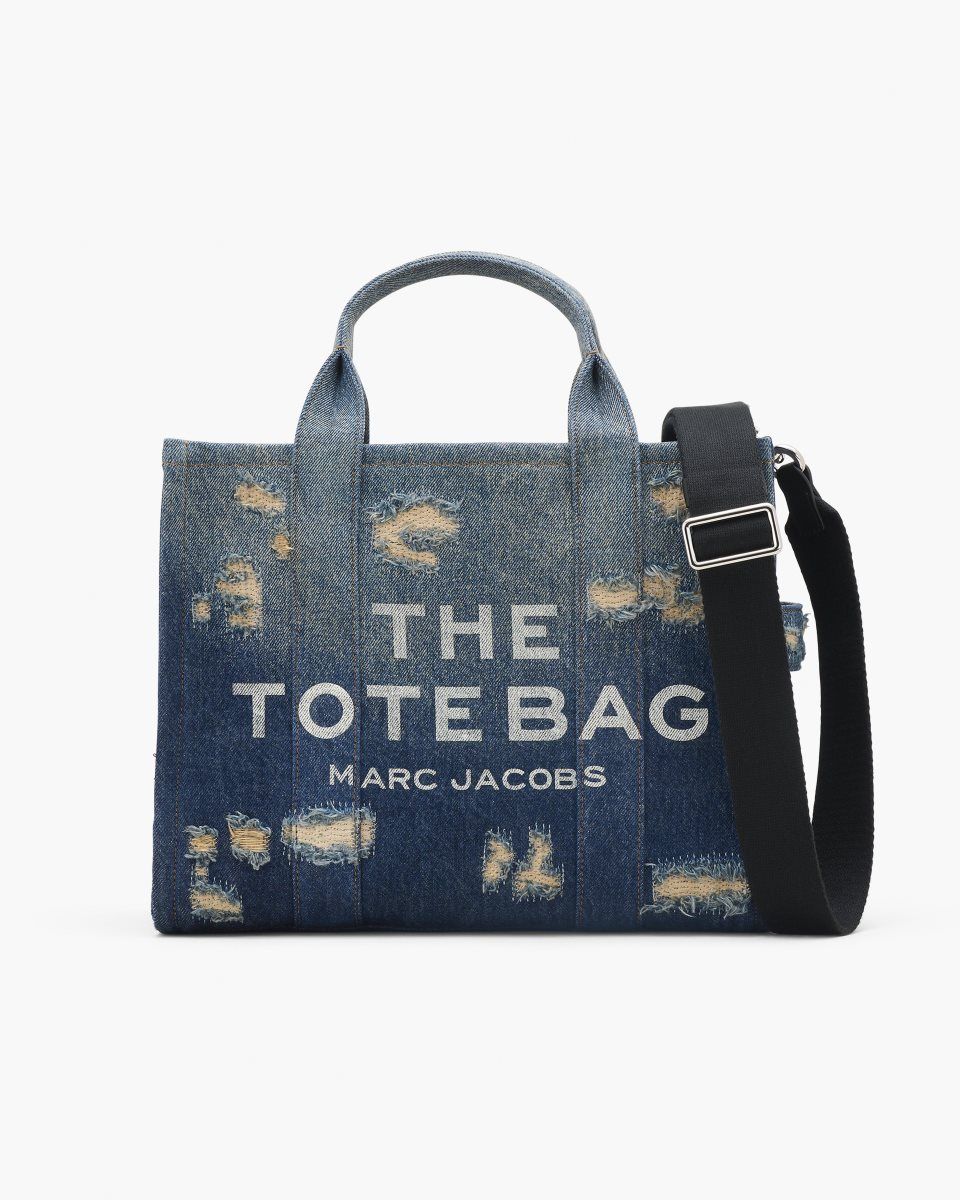 The Tote Bag Marc Jacobs The Rip and Repair Denim Medium Tote Bag γυναικεια μπλε σκουρο | 682197IJX