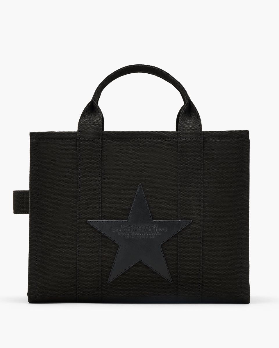 The Tote Bag Marc Jacobs The Star Canvas Medium Tote Bag γυναικεια μαυρα | 027435NOX