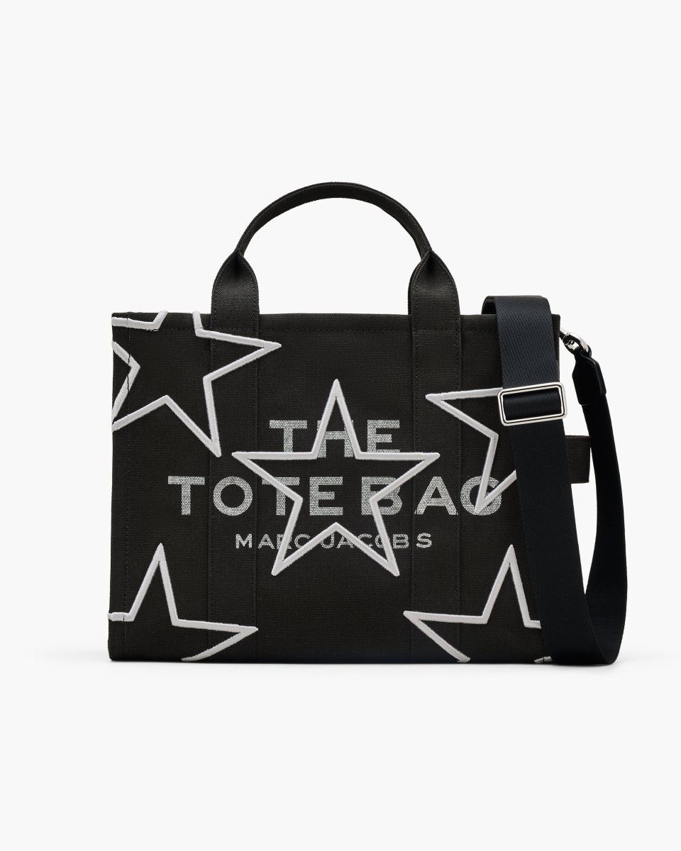 The Tote Bag Marc Jacobs The Star Canvas Medium Tote Bag γυναικεια μαυρα | 027435NOX