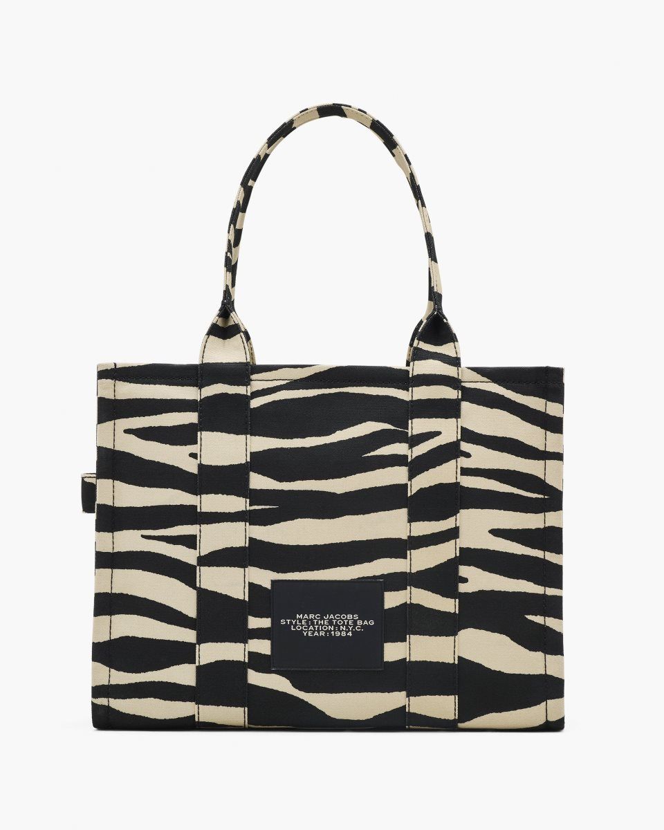 The Tote Bag Marc Jacobs The Zebra Canvas Large Tote Bag γυναικεια μαυρα ασπρα | 384019WOR