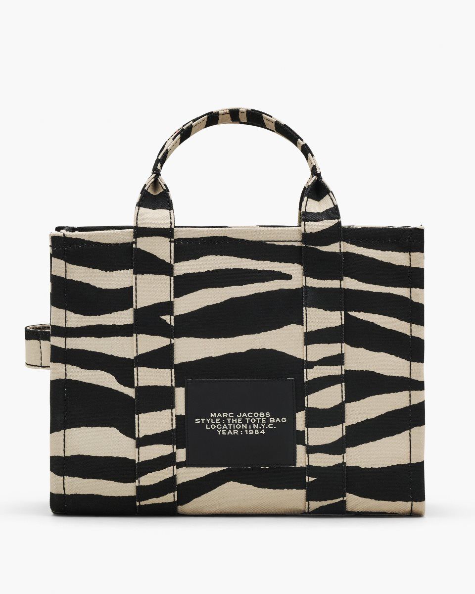 The Tote Bag Marc Jacobs The Zebra Canvas Medium Tote Bag γυναικεια μαυρα ασπρα | 123768KPQ