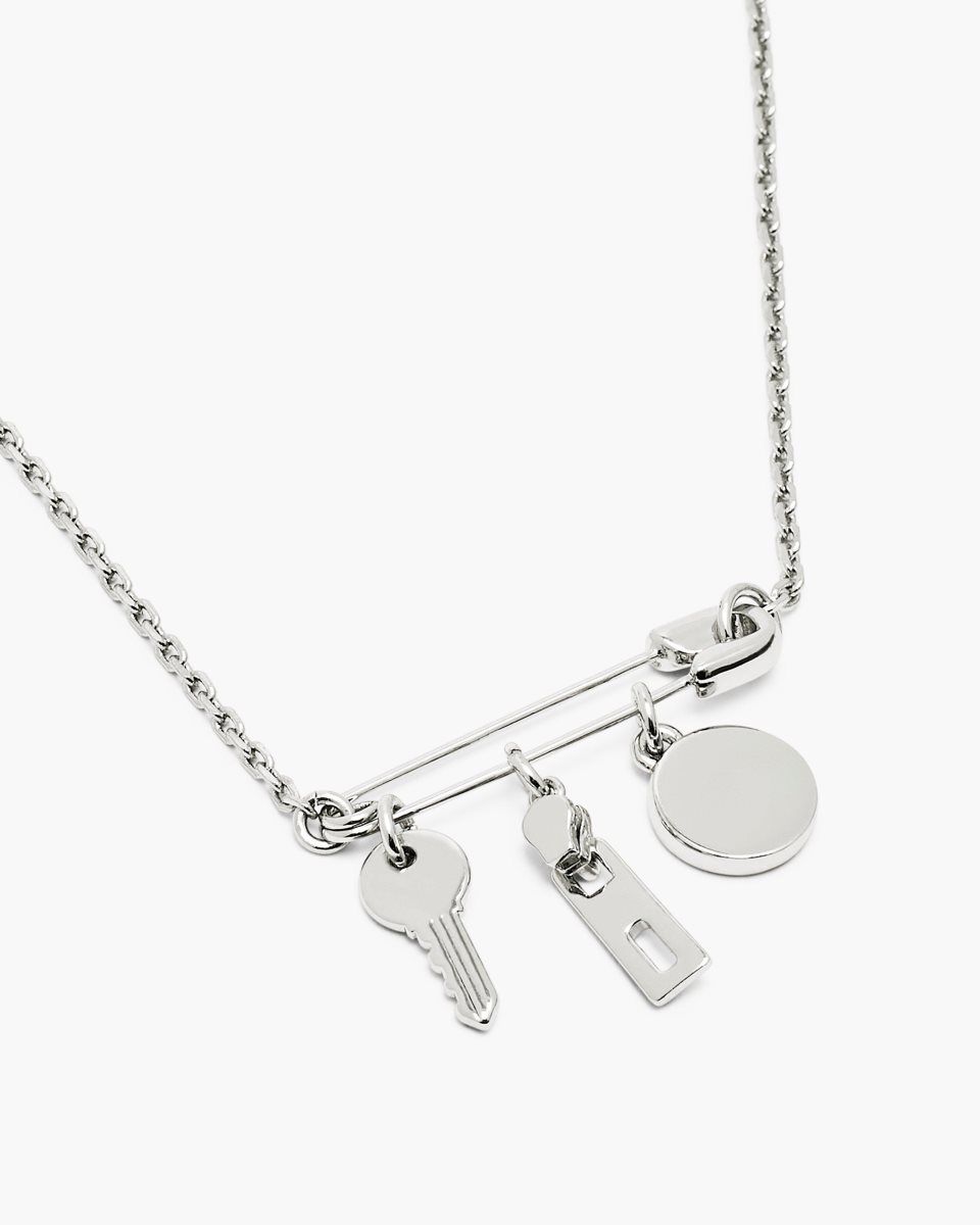 Κολιε Marc Jacobs Button Charm Necklace γυναικεια ασημι μαυρα | 392108CAW