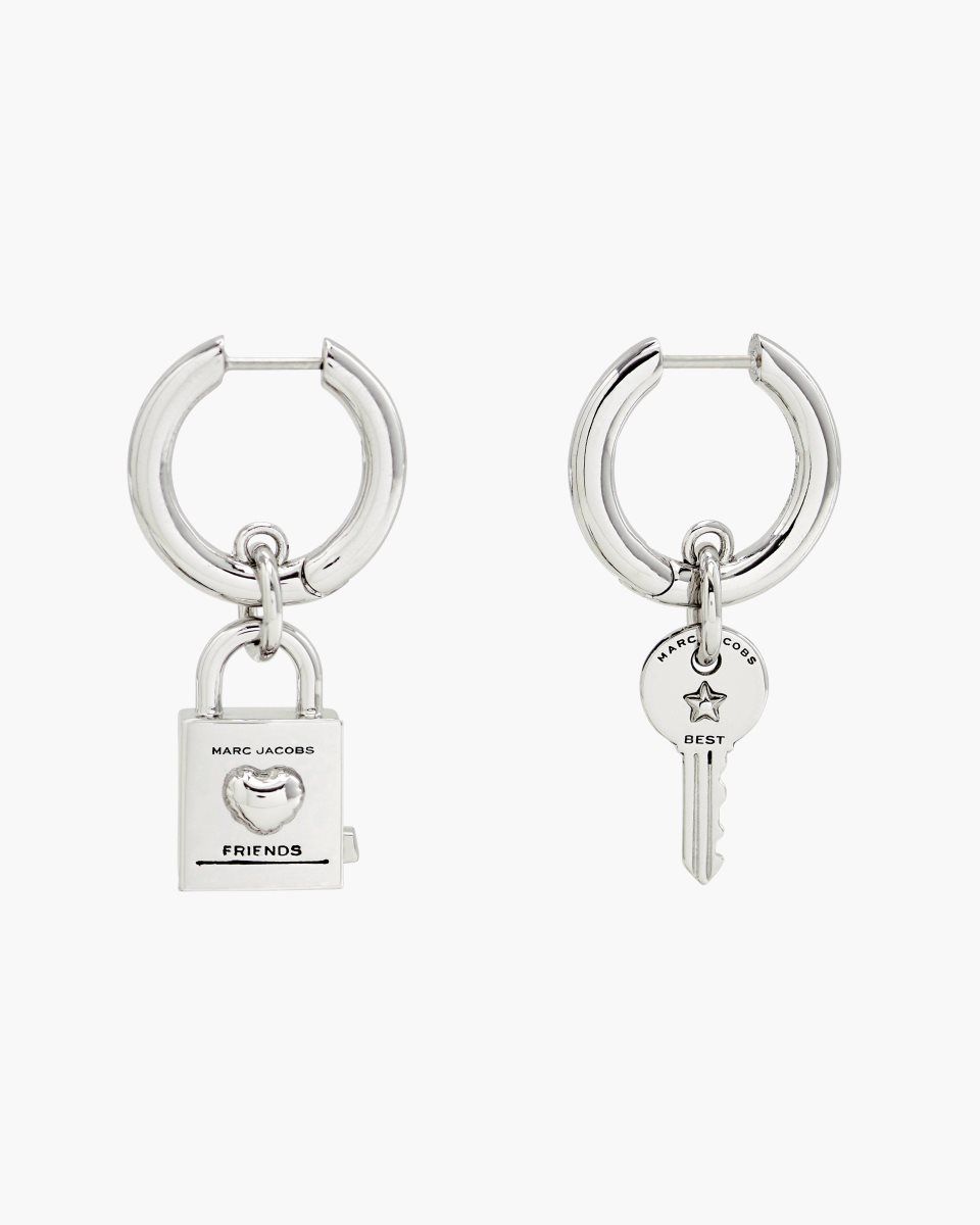 Σκουλαρικια Marc Jacobs Friendship Padlock Earrings γυναικεια ανοιχτο ασημι | 589126BVA