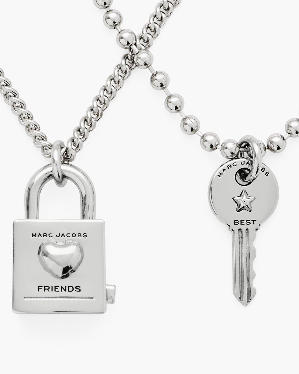 Κολιε Marc Jacobs Friendship Padlock Necklace γυναικεια ανοιχτο ασημι | 973512OJF