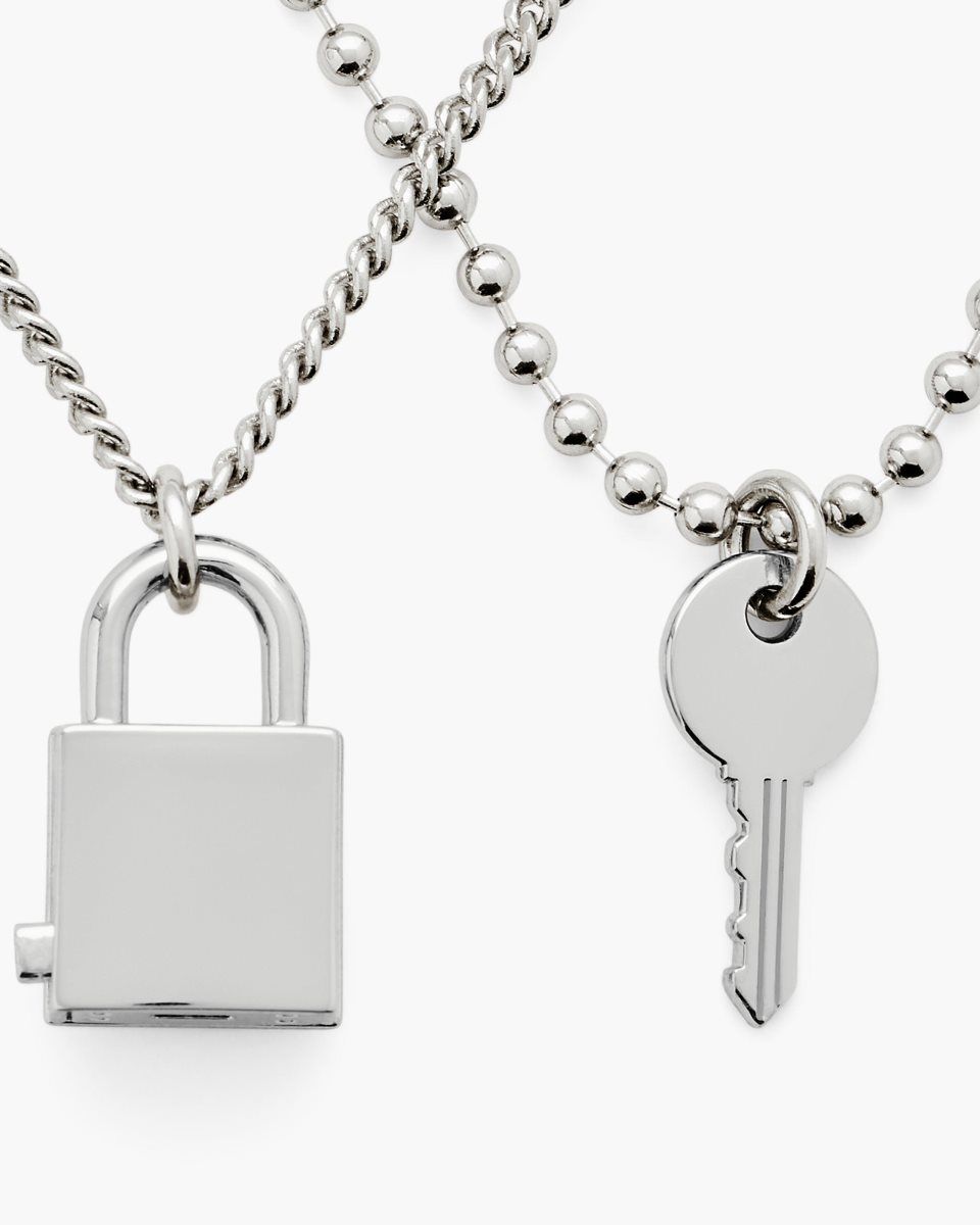 Κολιε Marc Jacobs Friendship Padlock Necklace γυναικεια ανοιχτο ασημι | 973512OJF