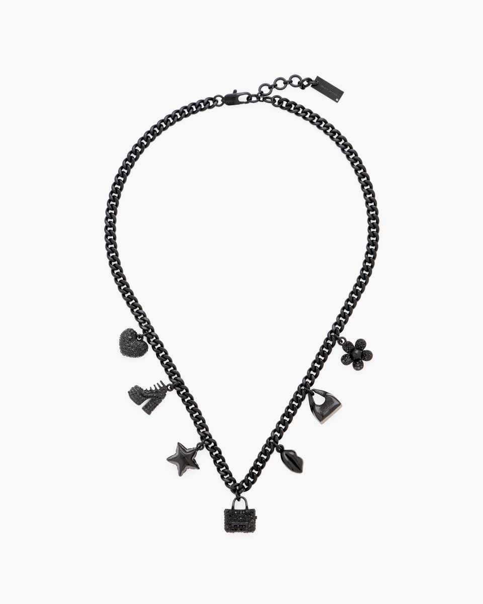 Κολιε Marc Jacobs Mini Icon Pave Charm Necklace γυναικεια μαυρα μαυρα | 293061JGP