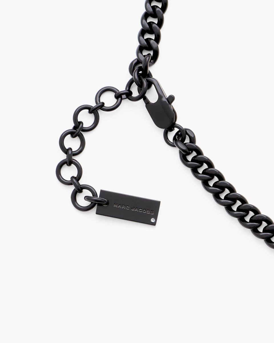 Κολιε Marc Jacobs Mini Icon Pave Charm Necklace γυναικεια μαυρα μαυρα | 293061JGP