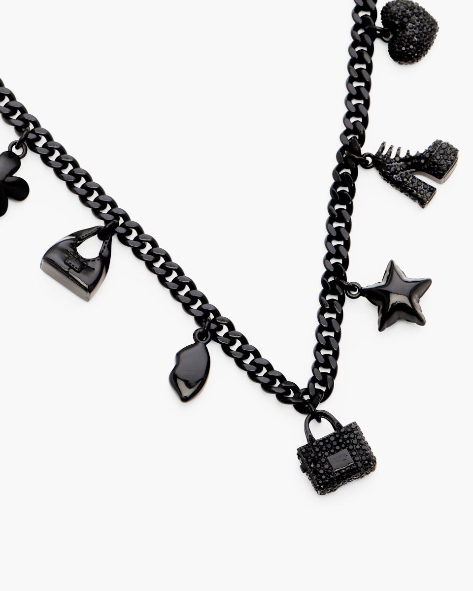 Κολιε Marc Jacobs Mini Icon Pave Charm Necklace γυναικεια μαυρα μαυρα | 293061JGP