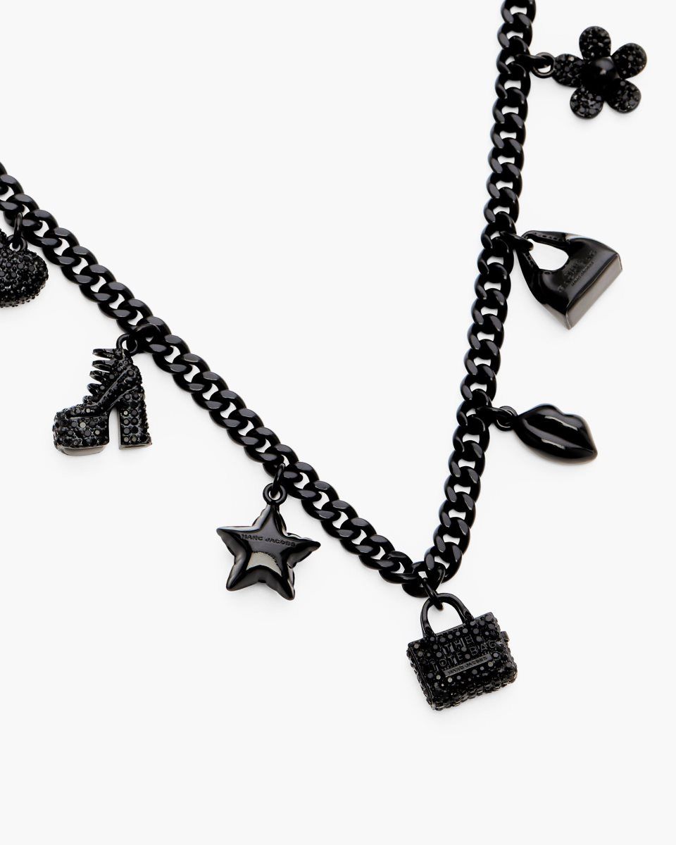 Κολιε Marc Jacobs Mini Icon Pave Charm Necklace γυναικεια μαυρα μαυρα | 293061JGP