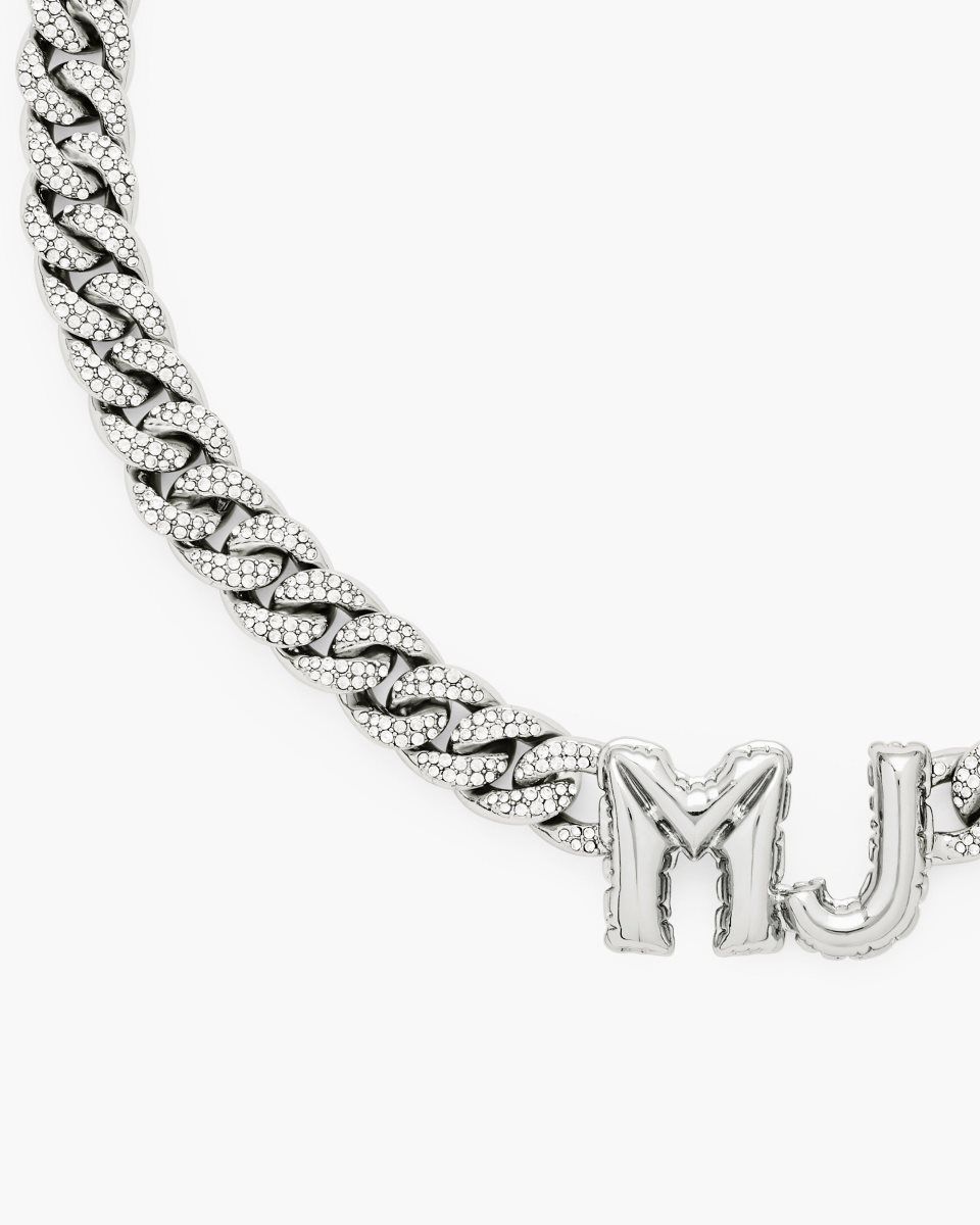 Κολιε Marc Jacobs Mj Balloon Pave Chain Necklace γυναικεια ασημι | 645702LBF