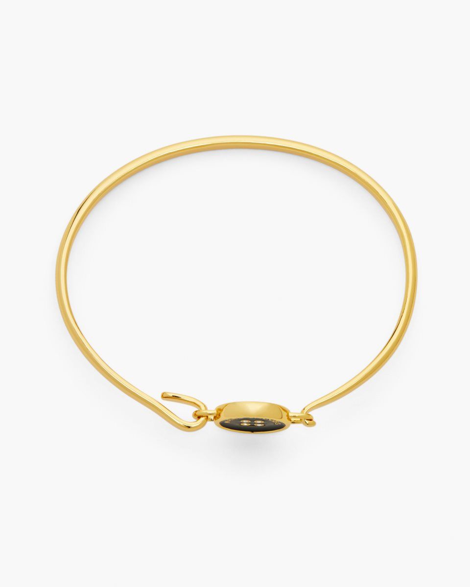 Βραχιολια Marc Jacobs The Button Hinge Bracelet γυναικεια χρυσο χρωμα μαυρα | 923506BIO