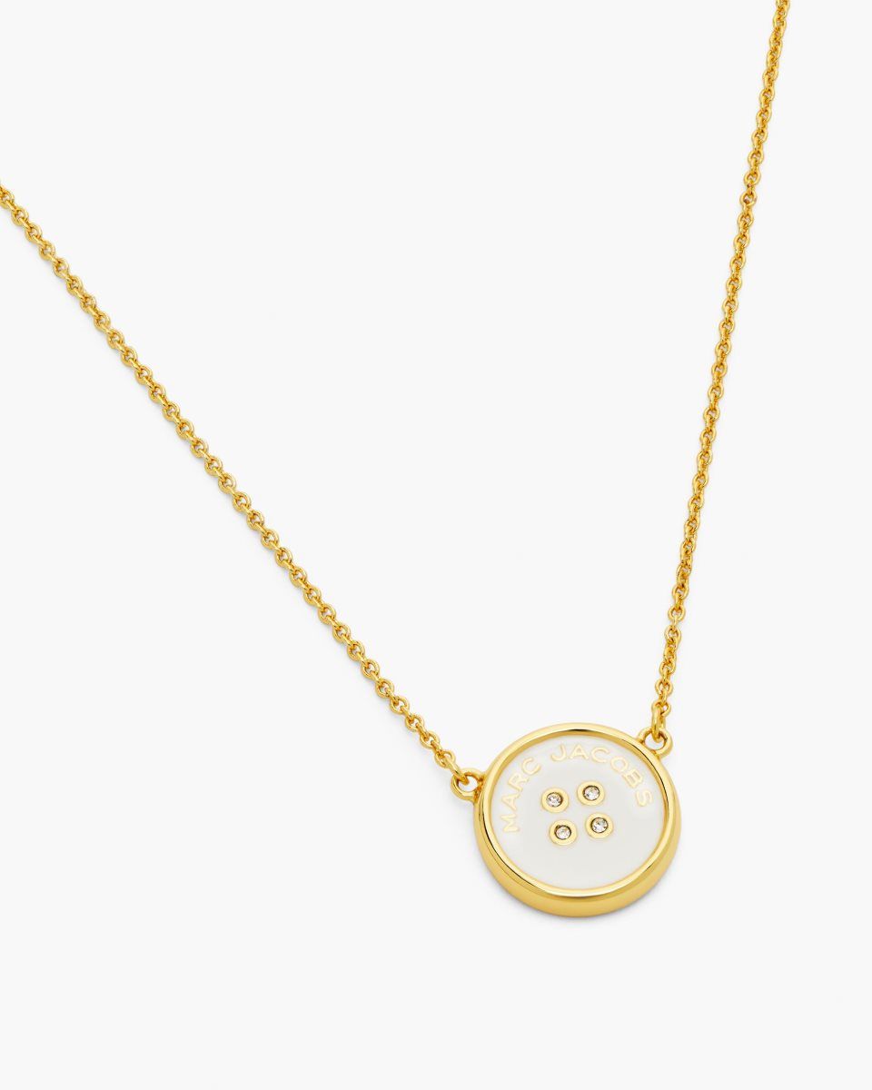 Κολιε Marc Jacobs The Button Pendant Necklace γυναικεια χρυσο χρωμα κρέμα | 071568KSP