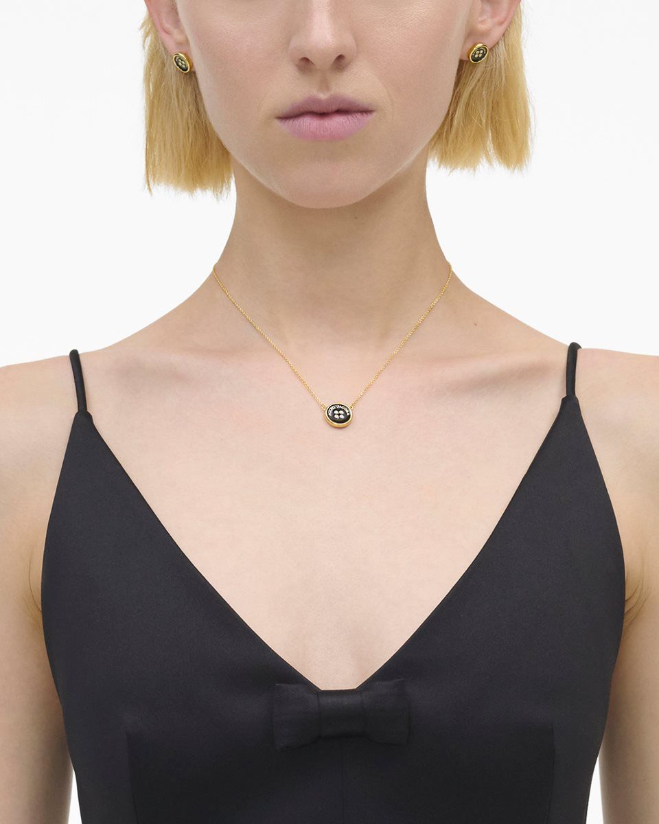 Κολιε Marc Jacobs The Button Pendant Necklace γυναικεια χρυσο χρωμα μαυρα | 138572IBU