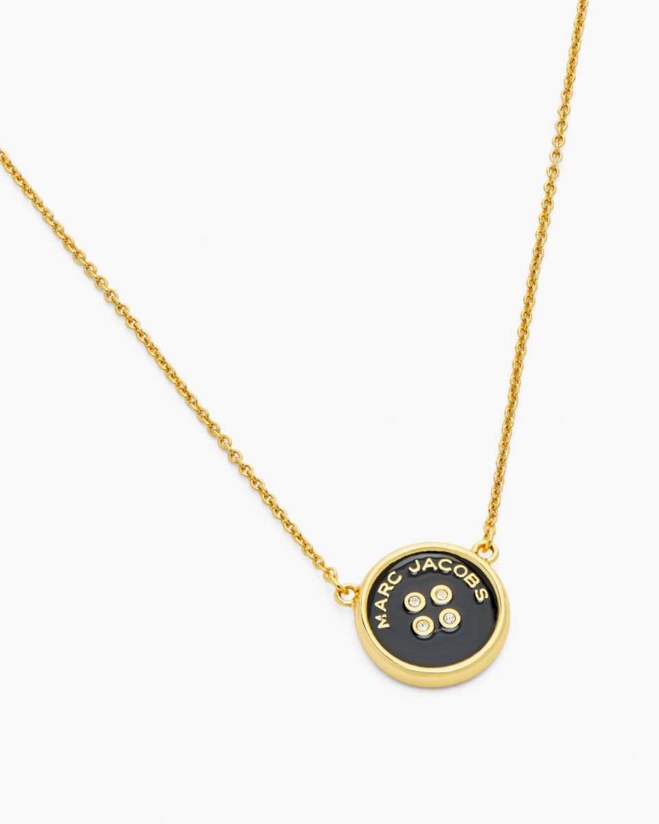 Κολιε Marc Jacobs The Button Pendant Necklace γυναικεια χρυσο χρωμα μαυρα | 138572IBU