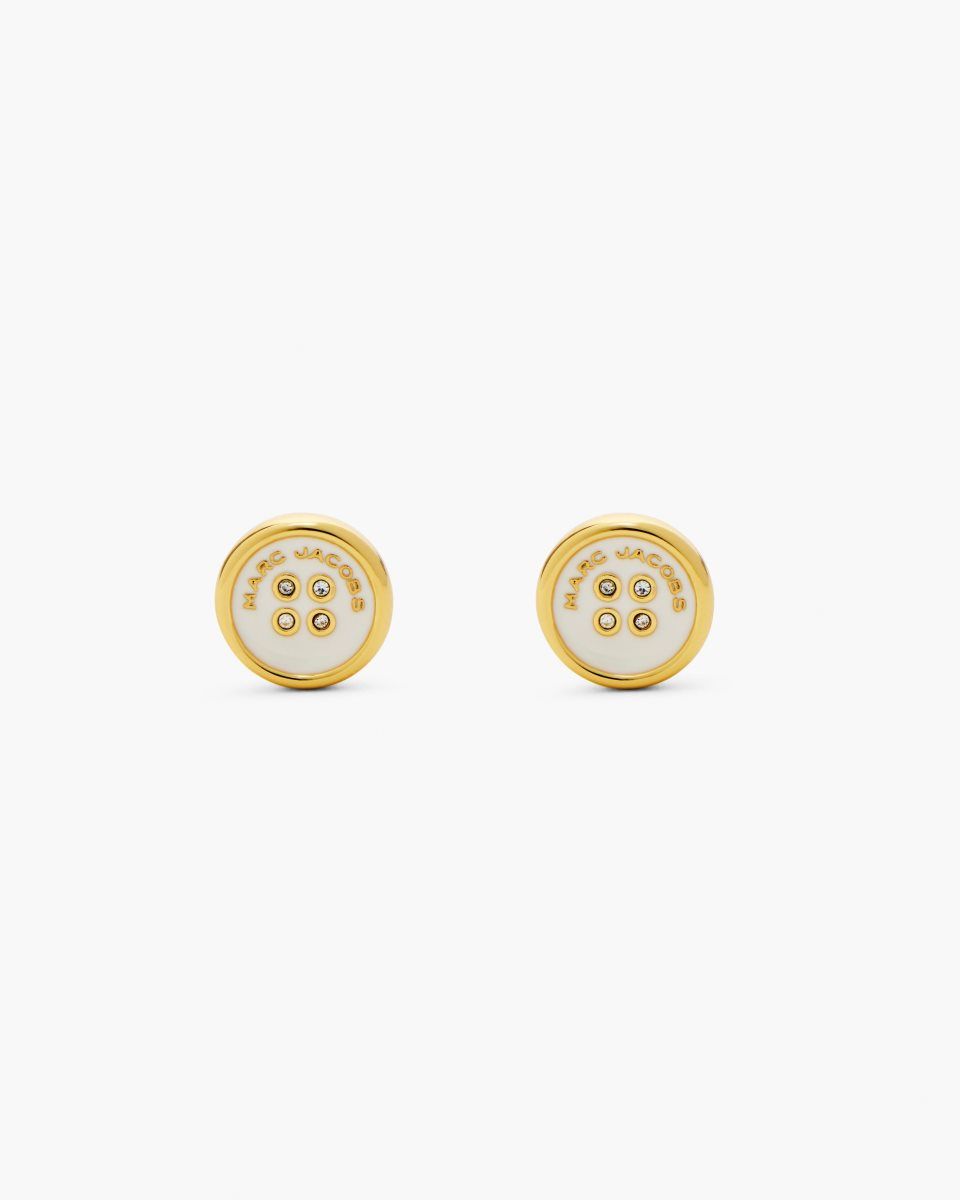 Σκουλαρικια Marc Jacobs The Button Stud Earrings γυναικεια χρυσο χρωμα κρέμα | 315746PGU