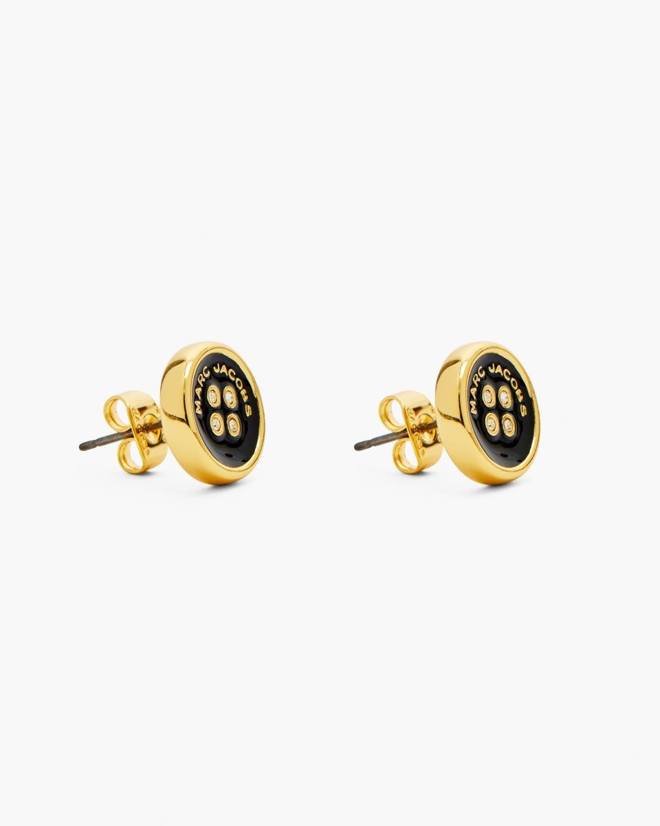 Σκουλαρικια Marc Jacobs The Button Stud Earrings γυναικεια χρυσο χρωμα μαυρα | 859361FJM