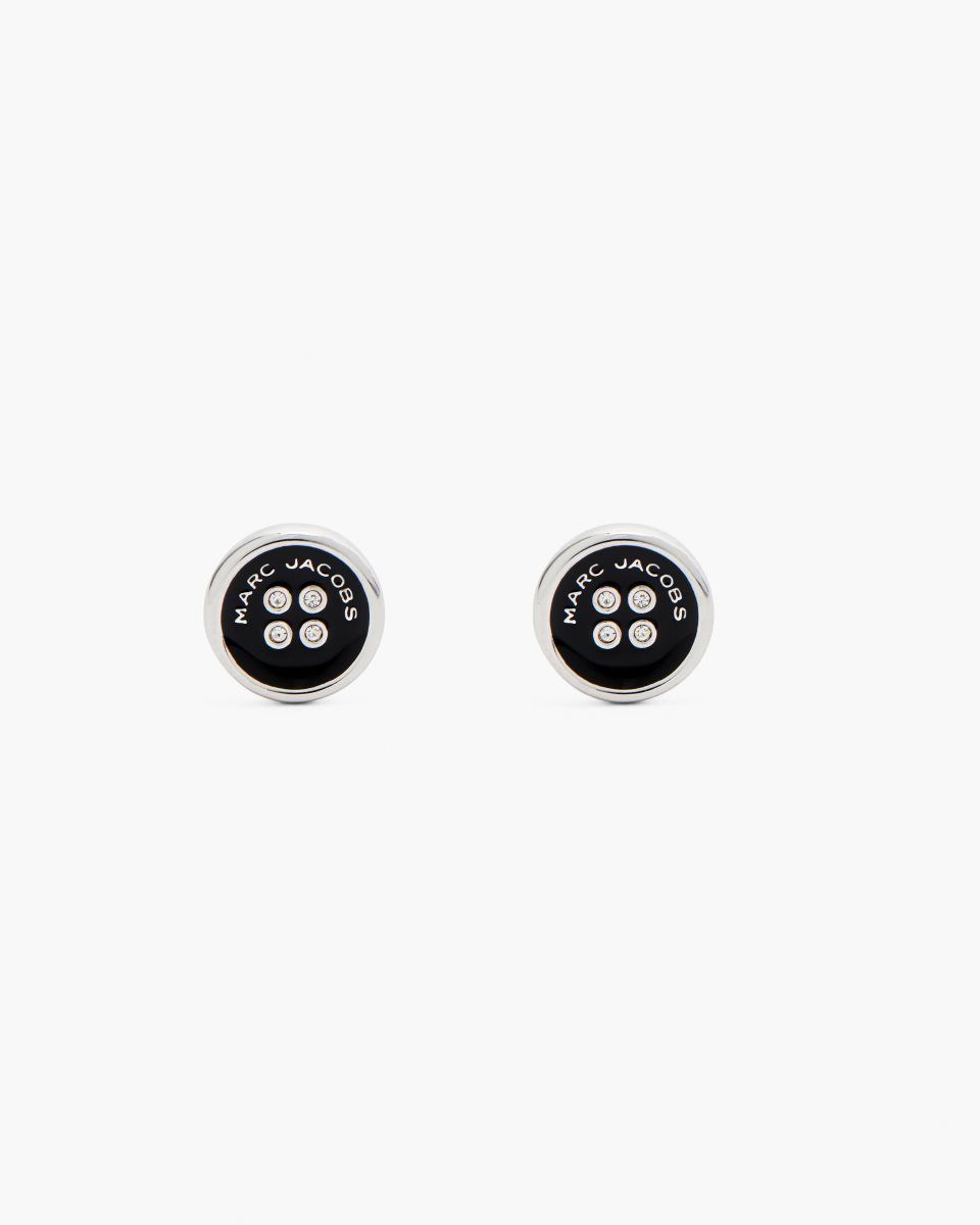 Σκουλαρικια Marc Jacobs The Button Stud Earrings γυναικεια ασημι μαυρα | 927408TCA