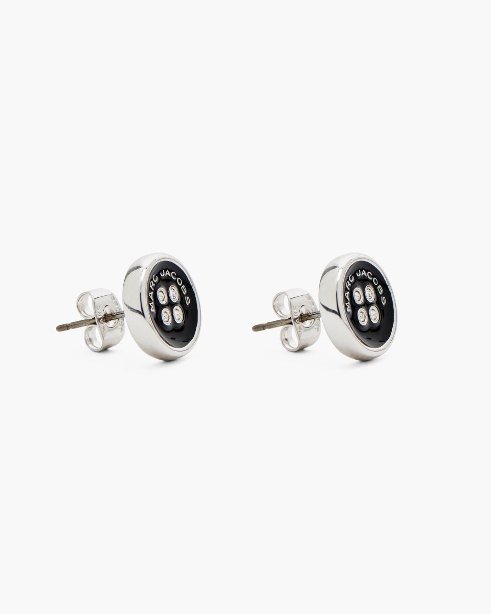 Σκουλαρικια Marc Jacobs The Button Stud Earrings γυναικεια ασημι μαυρα | 927408TCA