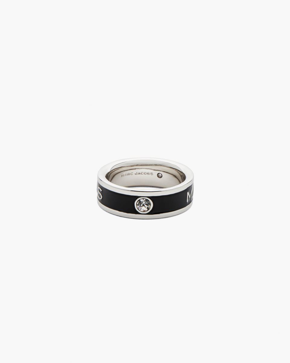 Δαχτυλιδια Marc Jacobs The Marc Jacobs Enamel Ring γυναικεια ασημι μαυρα | 183459AQH