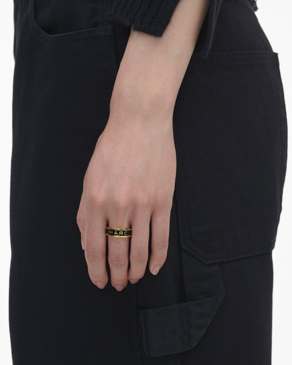 Δαχτυλιδια Marc Jacobs The Marc Jacobs Enamel Ring γυναικεια χρυσο χρωμα μαυρα | 368495TSC