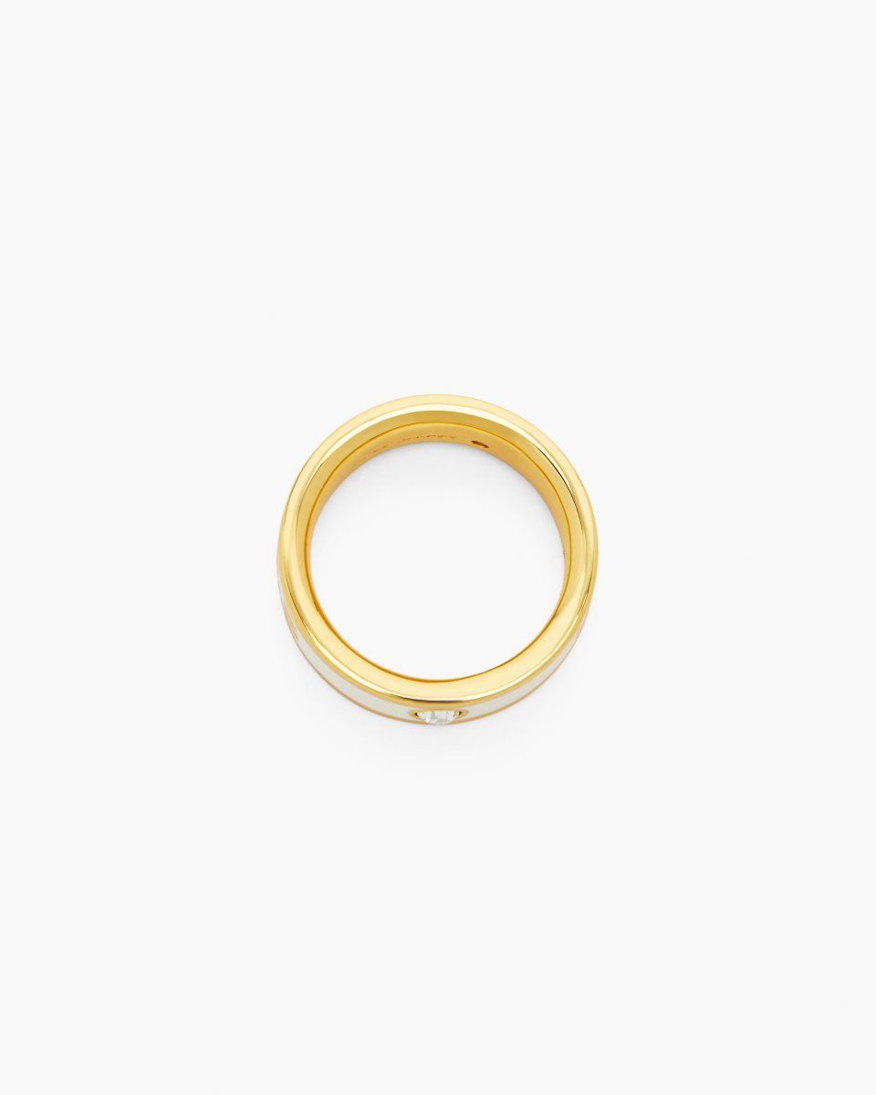 Δαχτυλιδια Marc Jacobs The Marc Jacobs Enamel Ring γυναικεια χρυσο χρωμα κρέμα | 162950ZDG