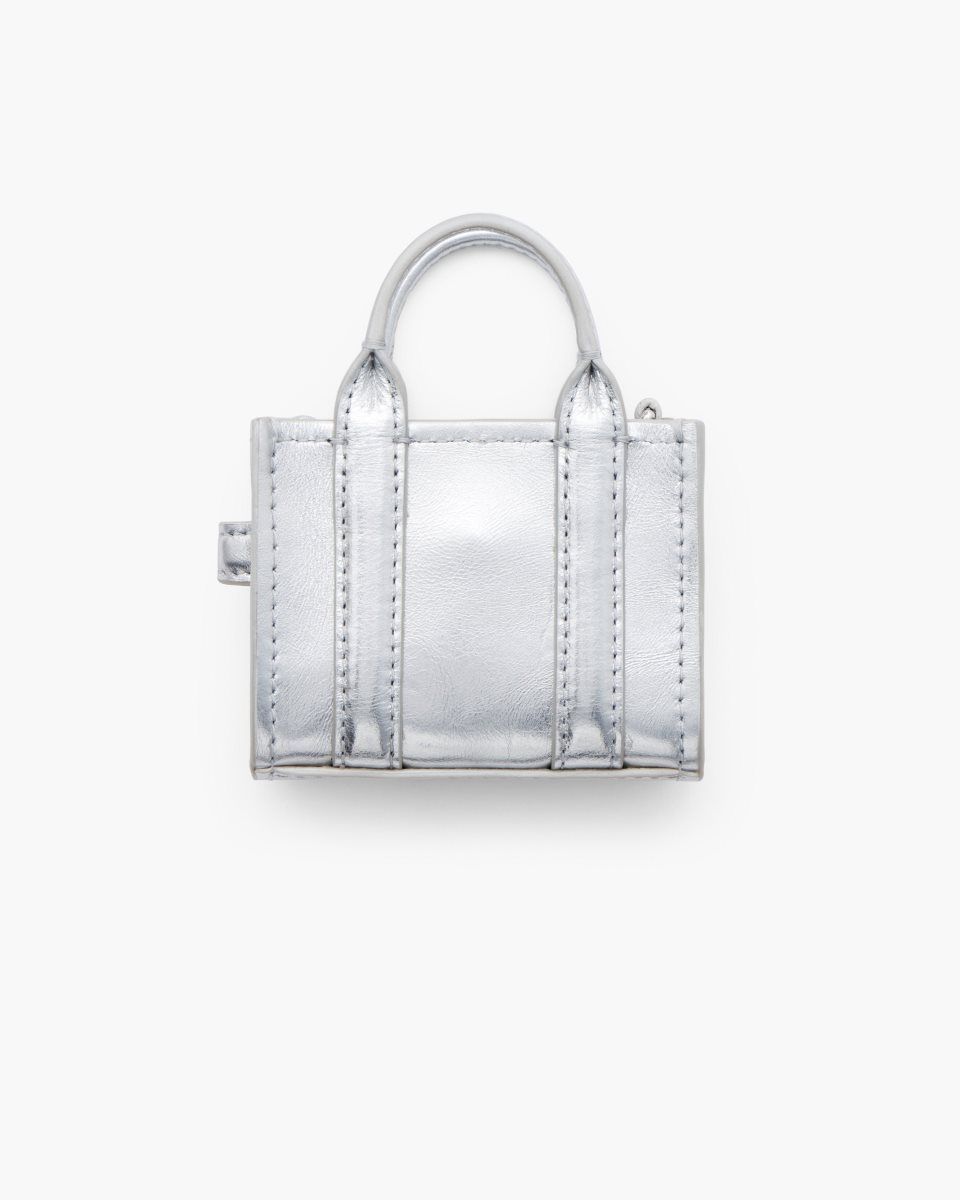 Συμβολα Marc Jacobs The Metallic Leather Nano Tote Charm γυναικεια ασημι | 162537WJC