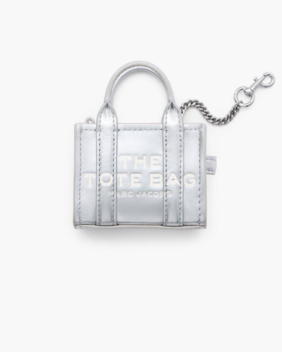 Συμβολα Marc Jacobs The Metallic Leather Nano Tote Charm γυναικεια ασημι | 162537WJC