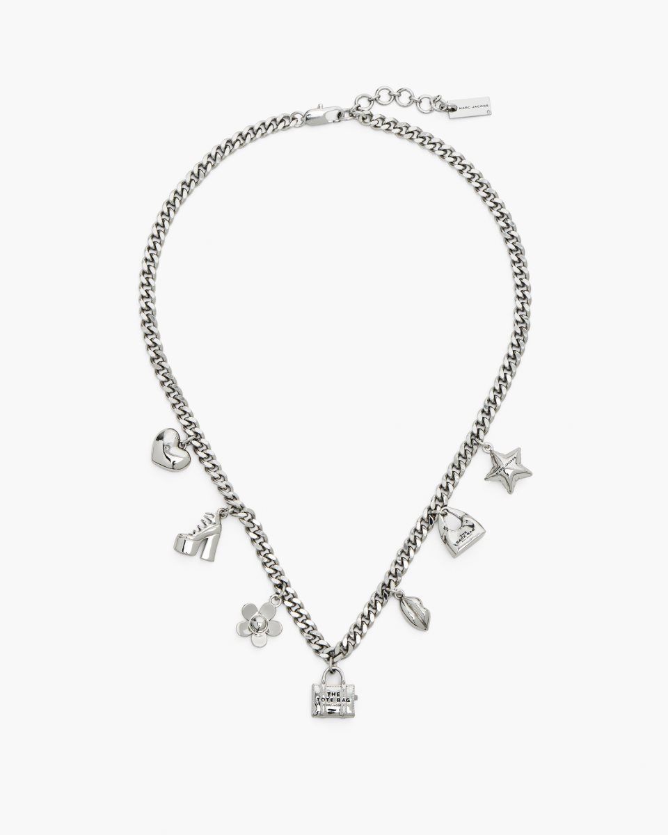 Κολιε Marc Jacobs The Mini Icon Charm Necklace γυναικεια ανοιχτο ασημι | 528036APR