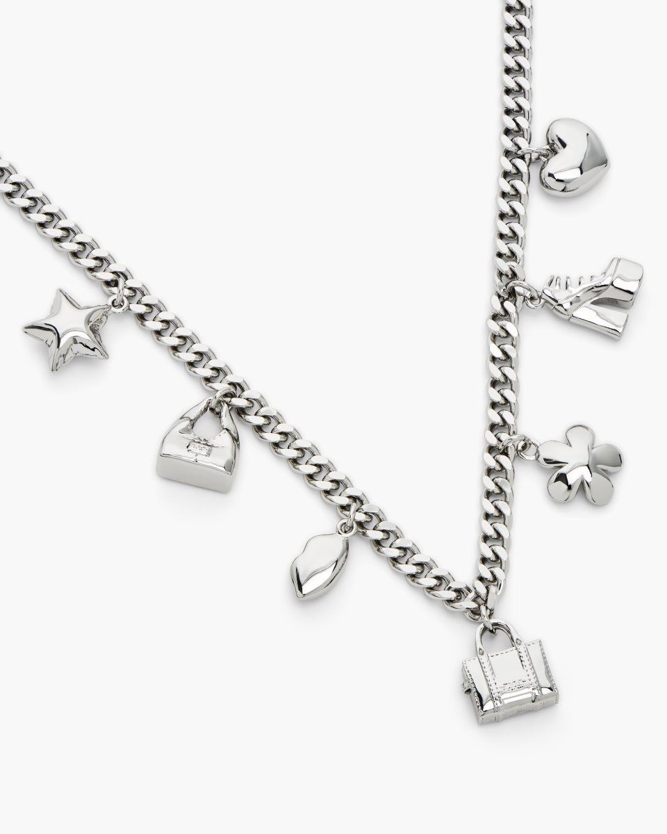 Κολιε Marc Jacobs The Mini Icon Charm Necklace γυναικεια ανοιχτο ασημι | 528036APR