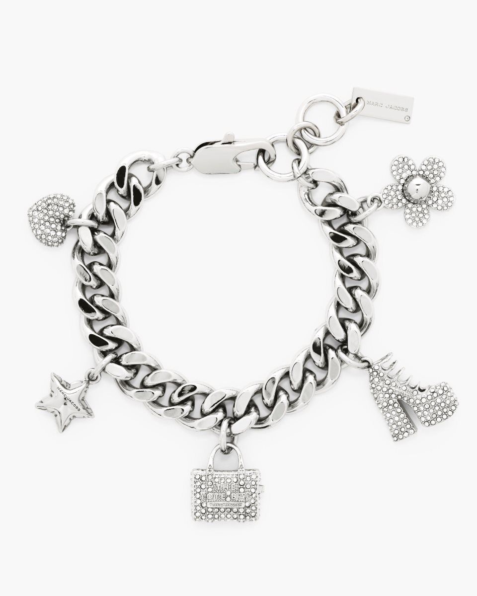 Βραχιολια Marc Jacobs The Pave Mini Icon Charm Bracelet γυναικεια ασημι | 415826CVJ