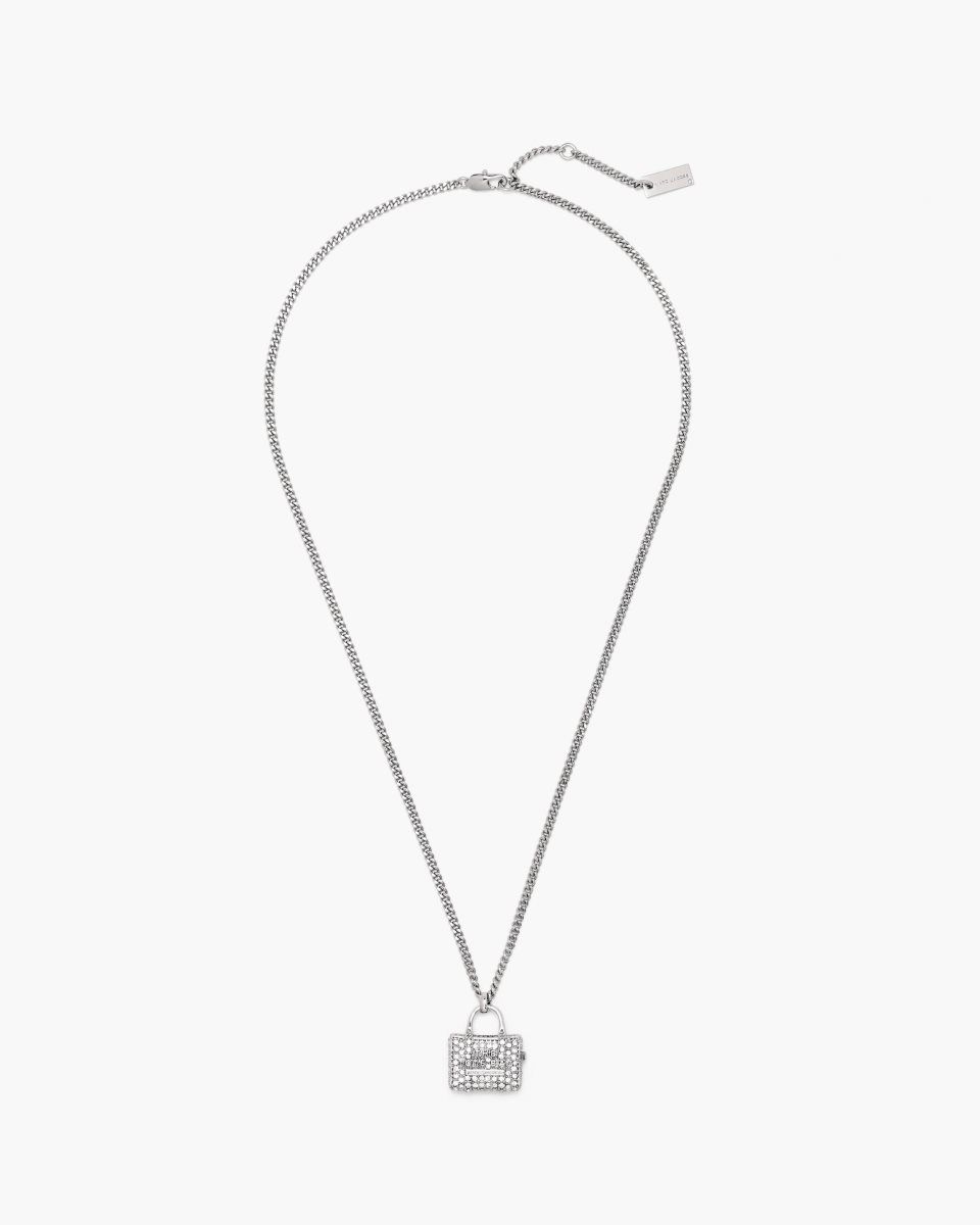 Κολιε Marc Jacobs The Pave Tote Bag Necklace γυναικεια ασημι | 617308FUV