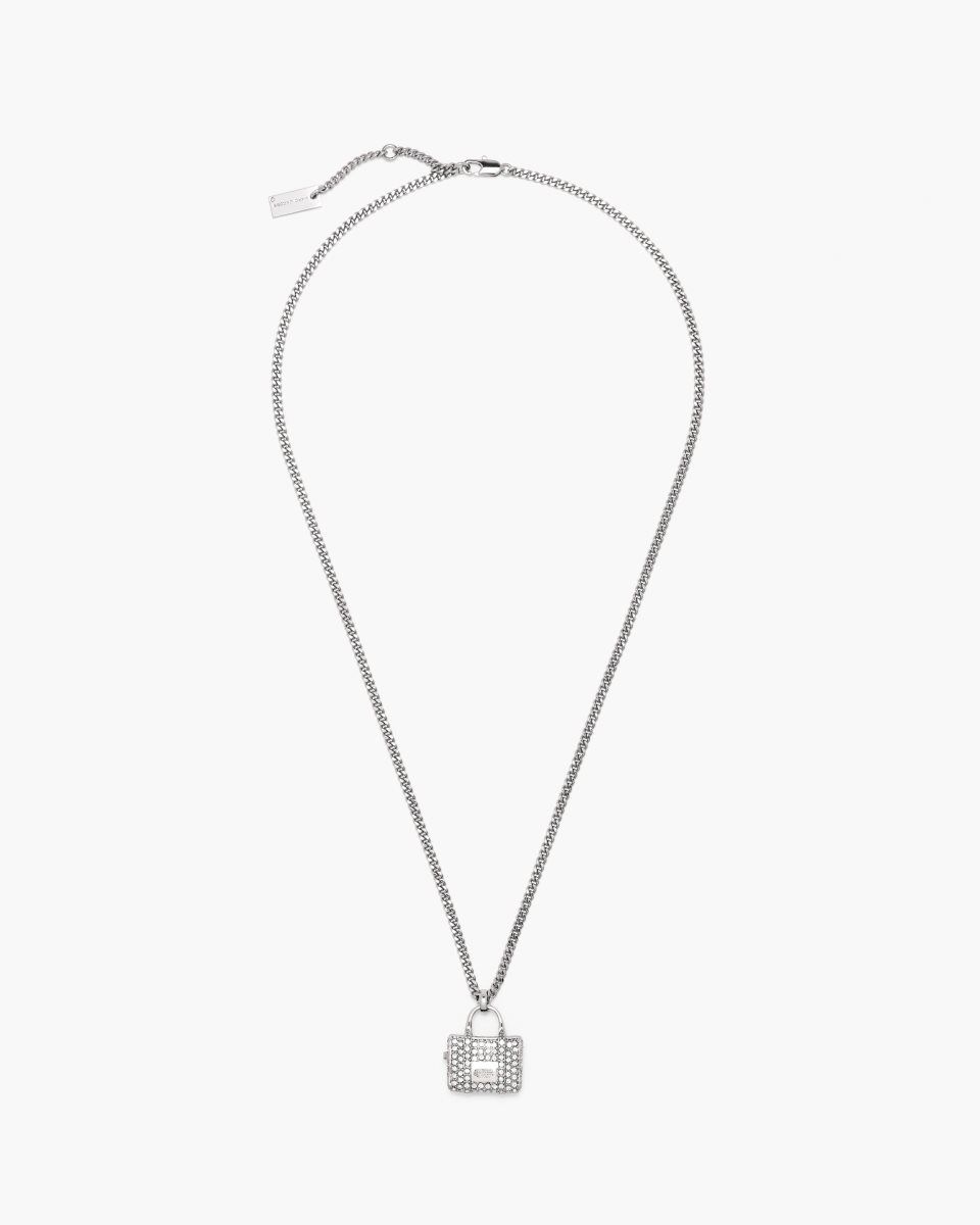 Κολιε Marc Jacobs The Pave Tote Bag Necklace γυναικεια ασημι | 617308FUV