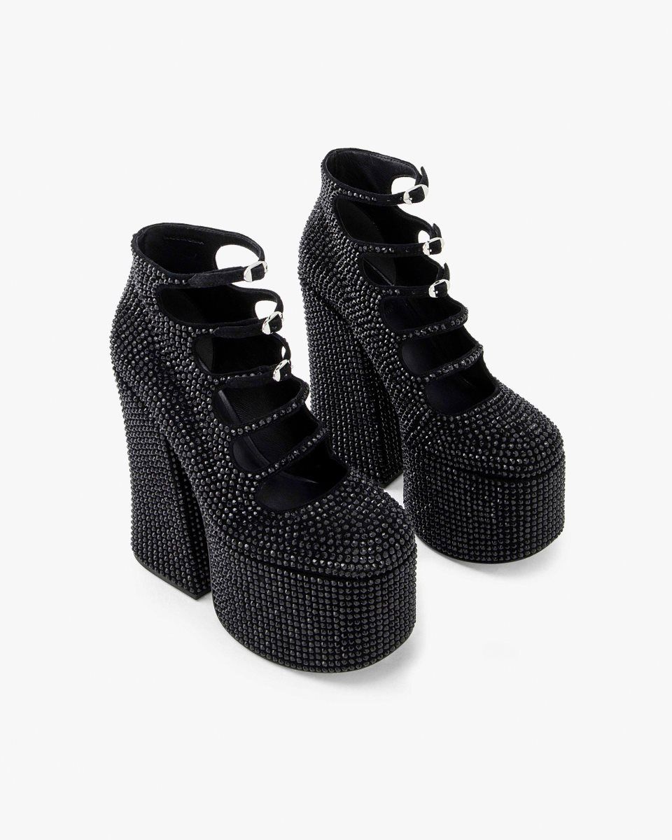 Μποτεσ Marc Jacobs The Rhinestone Kiki Ankle Boot γυναικεια μαυρα μαυρα | 621958GCW