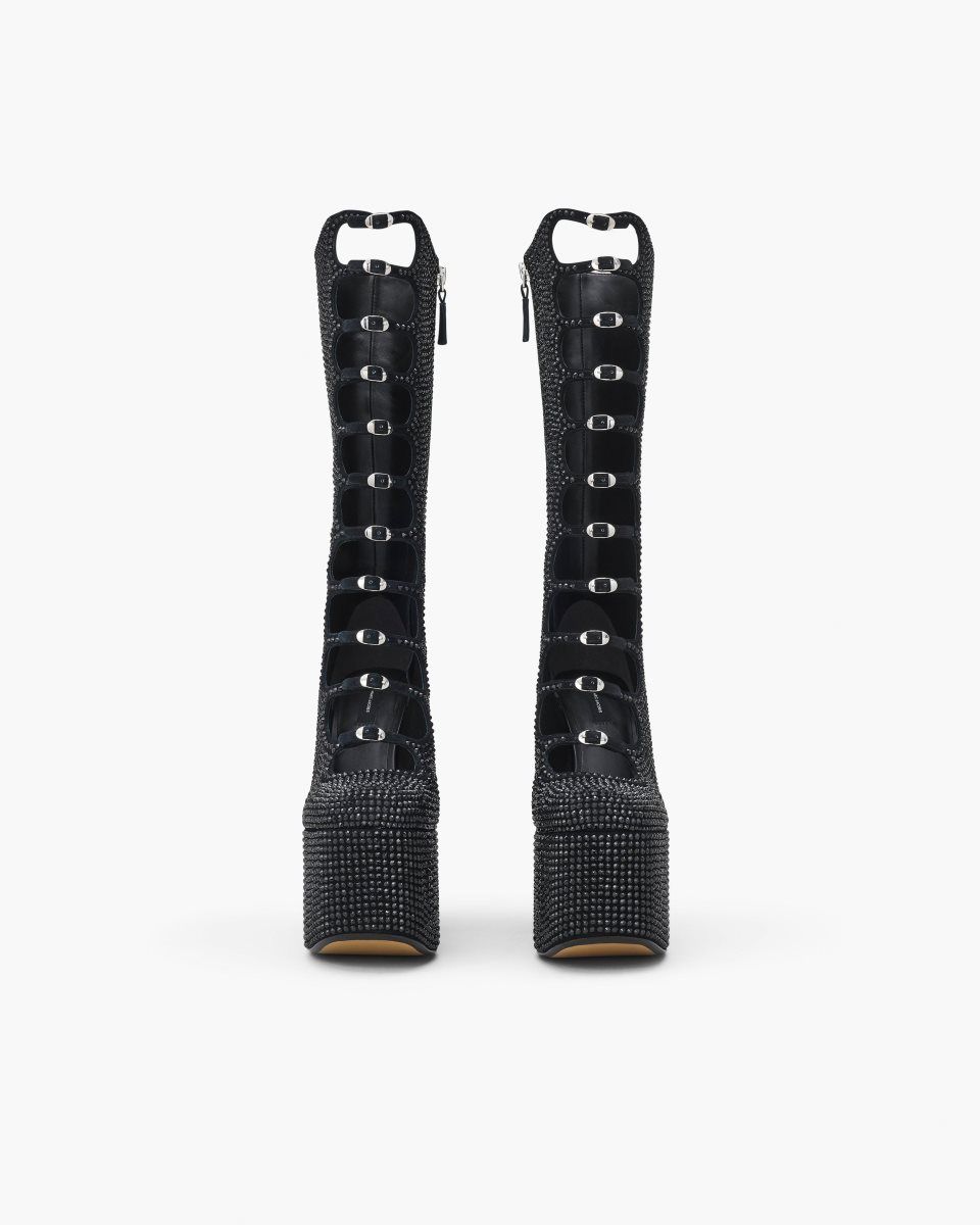 Μποτεσ Marc Jacobs The Rhinestone Kiki Knee-High Boot γυναικεια μαυρα μαυρα | 834569PXA