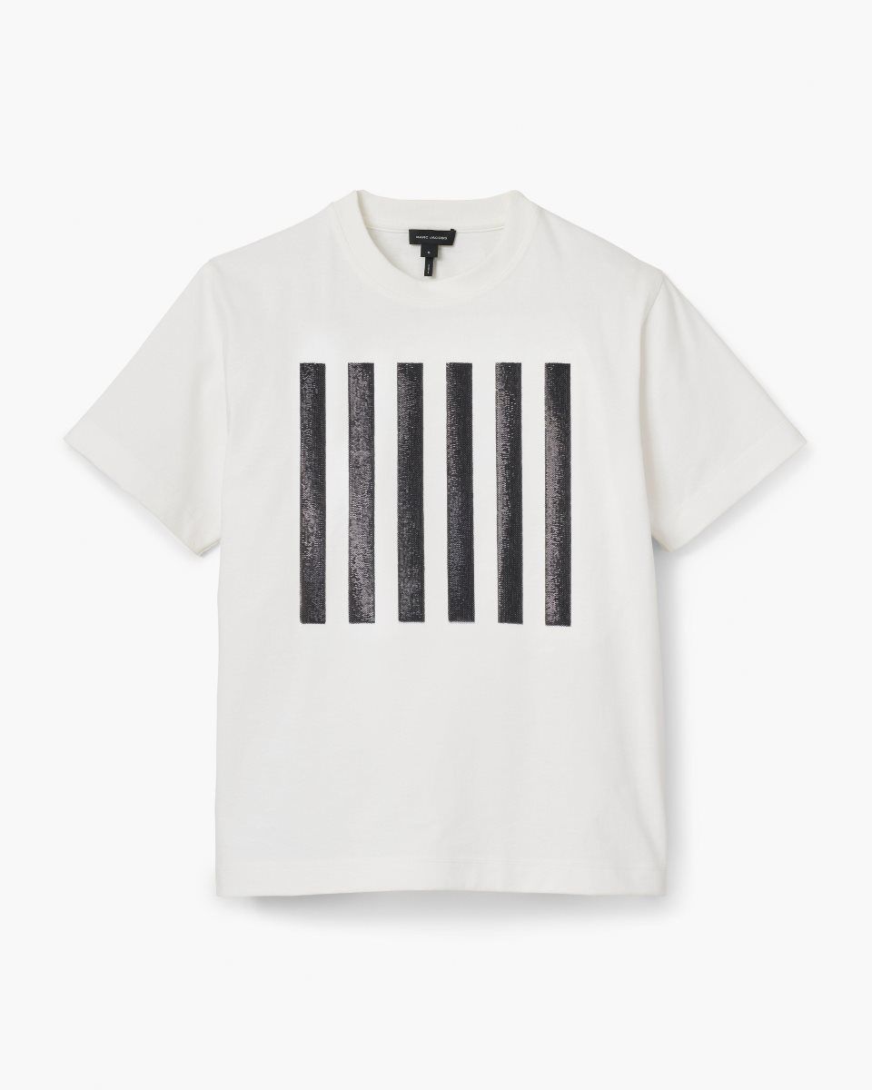 Αριστος Marc Jacobs The Stripe Box Tee γυναικεια ασπρα | 095762VPJ