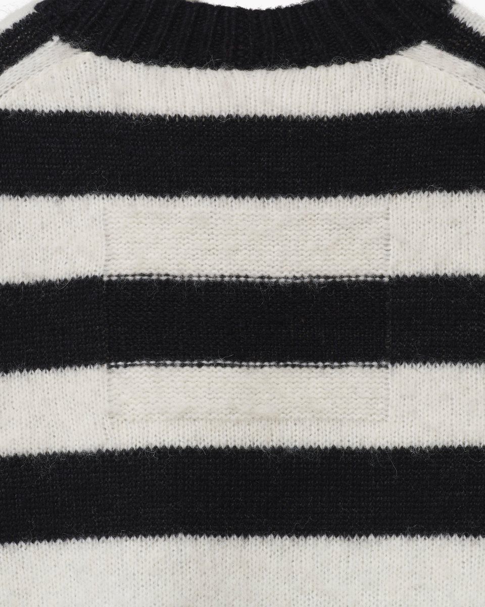 Αριστος Marc Jacobs The Striped Brushed Logo Sweater γυναικεια μαυρα ασπρα | 549627OIF