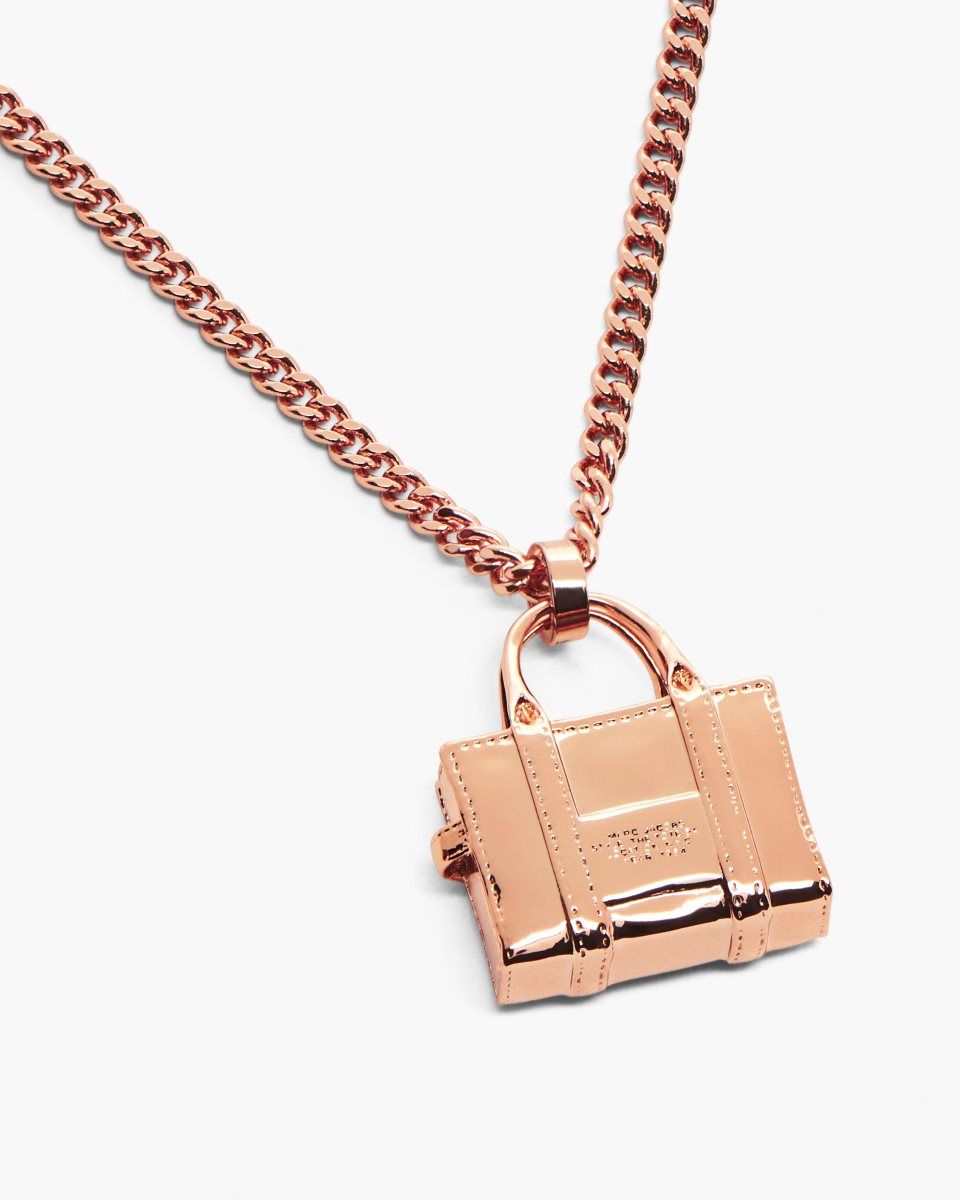 Κολιε Marc Jacobs The Tote Bag Necklace γυναικεια ροζ χρυσο χρωμα | 230761XTJ