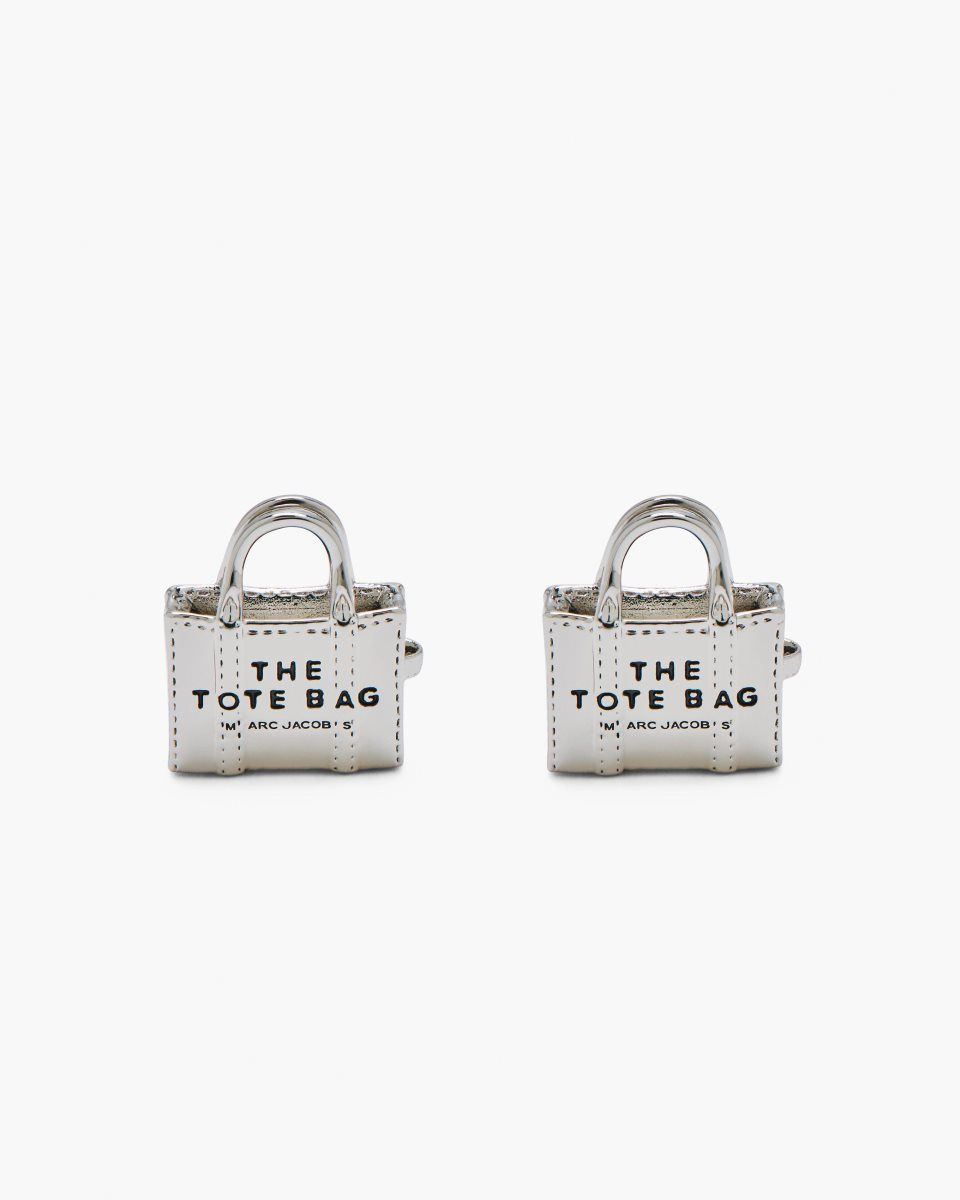 Σκουλαρικια Marc Jacobs The Tote Bag Stud Earrings γυναικεια ανοιχτο ασημι | 039651OHE