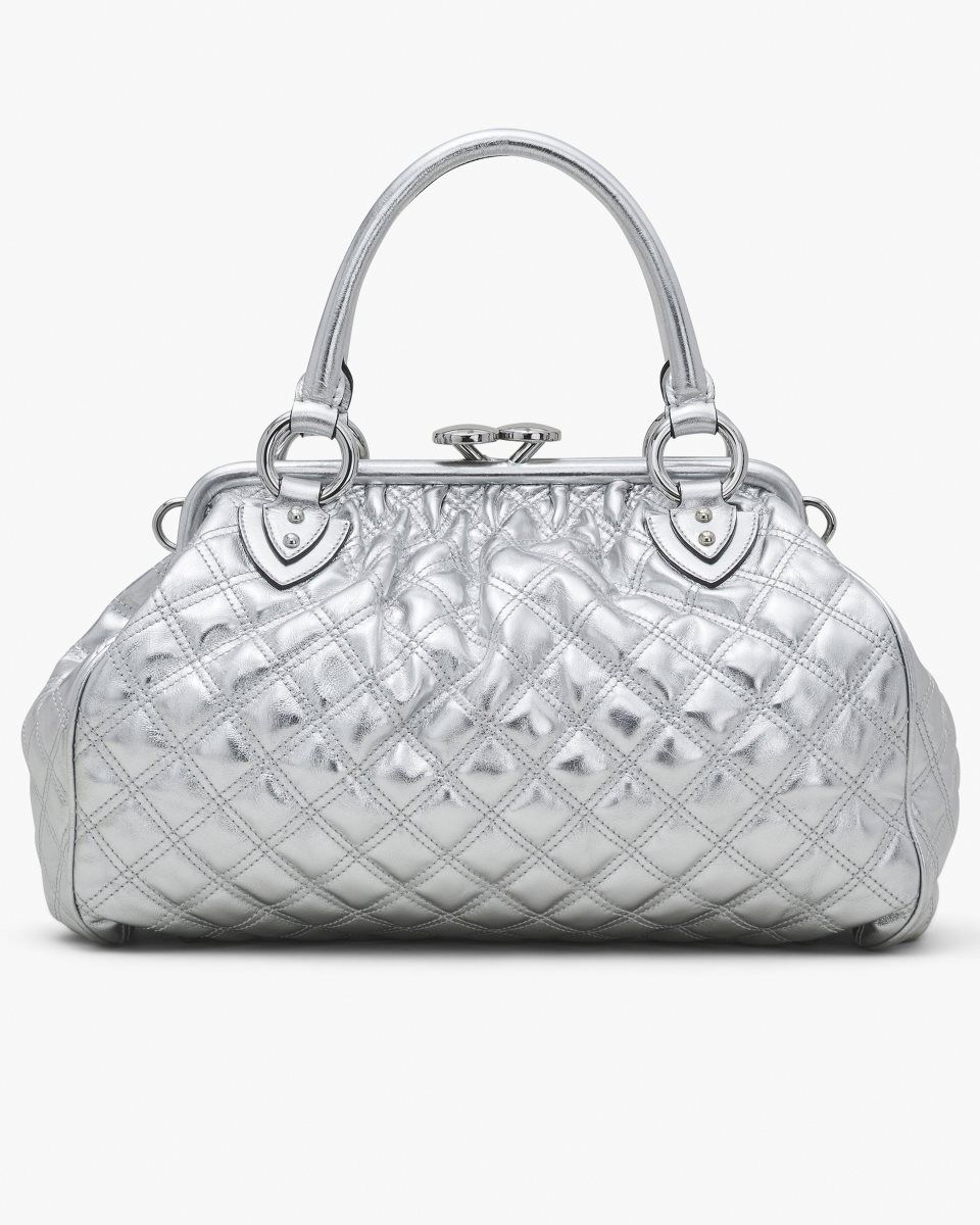 Τσαντα Χειροσ Marc Jacobs Re-Edition Quilted Metallic Leather Stam Bag γυναικεια ασημι | 103928LDR