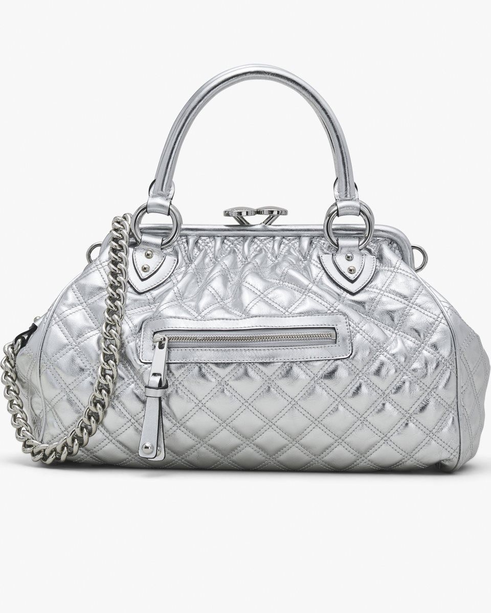 Τσαντα Χειροσ Marc Jacobs Re-Edition Quilted Metallic Leather Stam Bag γυναικεια ασημι | 103928LDR