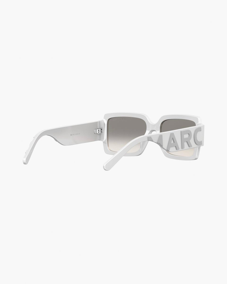 Γυαλια Ηλιου Marc Jacobs The Bold Logo Square Mirrored Sunglasses γυναικεια ασπρα γκρι | 132487SOV