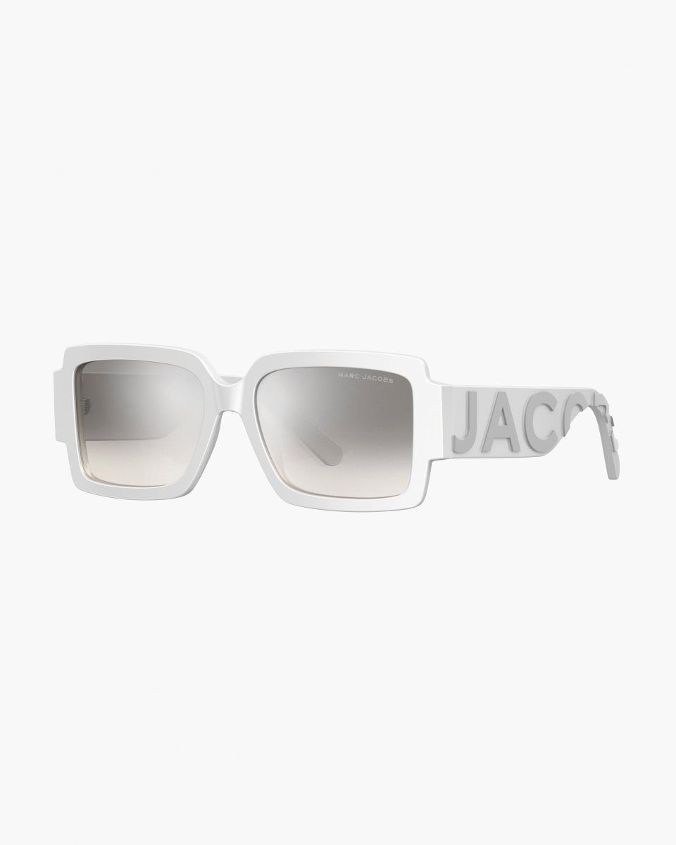 Γυαλια Ηλιου Marc Jacobs The Bold Logo Square Mirrored Sunglasses γυναικεια ασπρα γκρι | 132487SOV