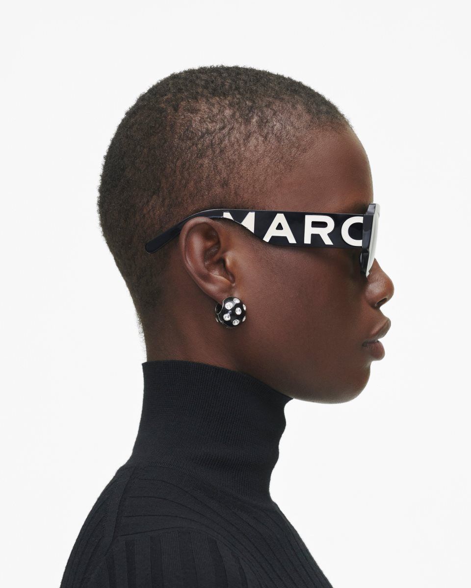 Γυαλια Ηλιου Marc Jacobs The Bold Logo Square Sunglasses γυναικεια μαυρα ασπρα | 172403UFT