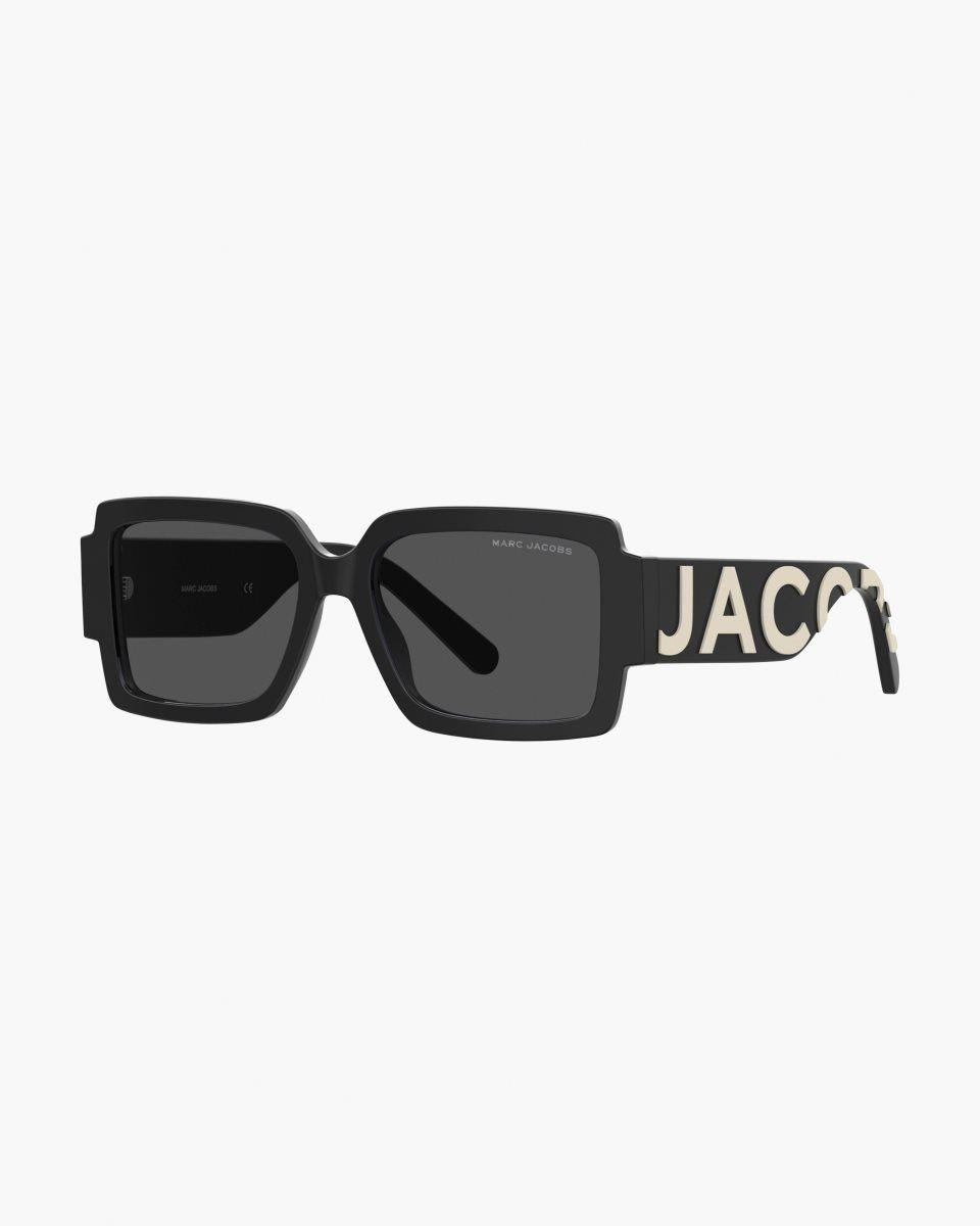 Γυαλια Ηλιου Marc Jacobs The Bold Logo Square Sunglasses γυναικεια μαυρα ασπρα | 172403UFT