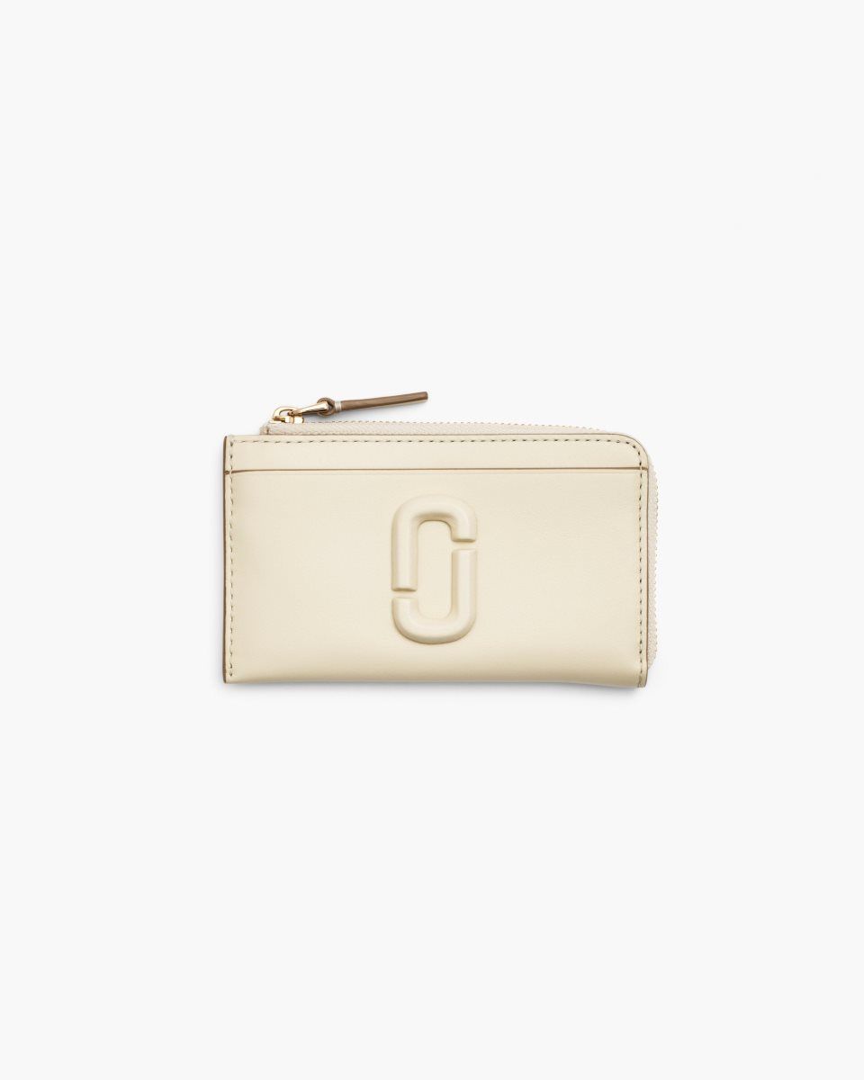 μικρά πορτοφόλια Marc Jacobs The Covered J Marc Top Zip Multi Wallet γυναικεια ασπρα | 273491NVO