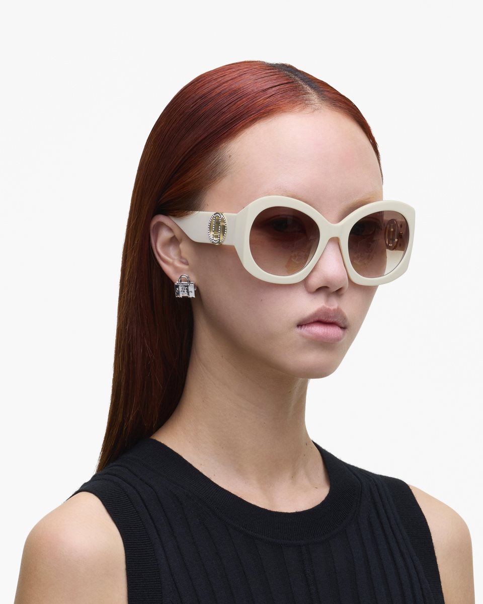 Γυαλια Ηλιου Marc Jacobs The Crystal J Marc Oversized Sunglasses γυναικεια ασπρα | 435961SZJ