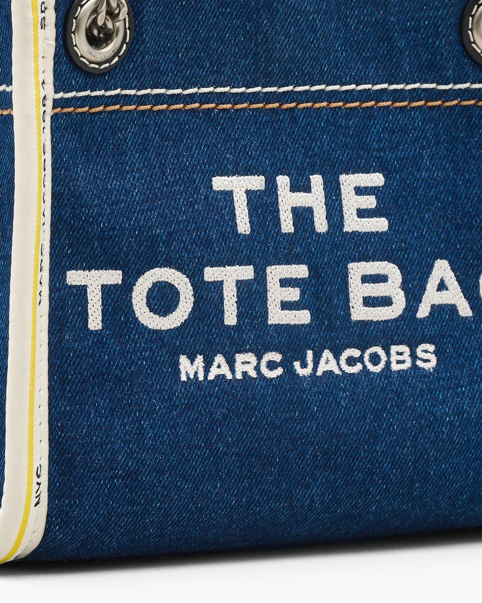 τσάντεσ χιαστί Marc Jacobs The Denim Chain Crossbody Tote Bag γυναικεια σκούρο ανοιχτο μπλε | 253069JNC