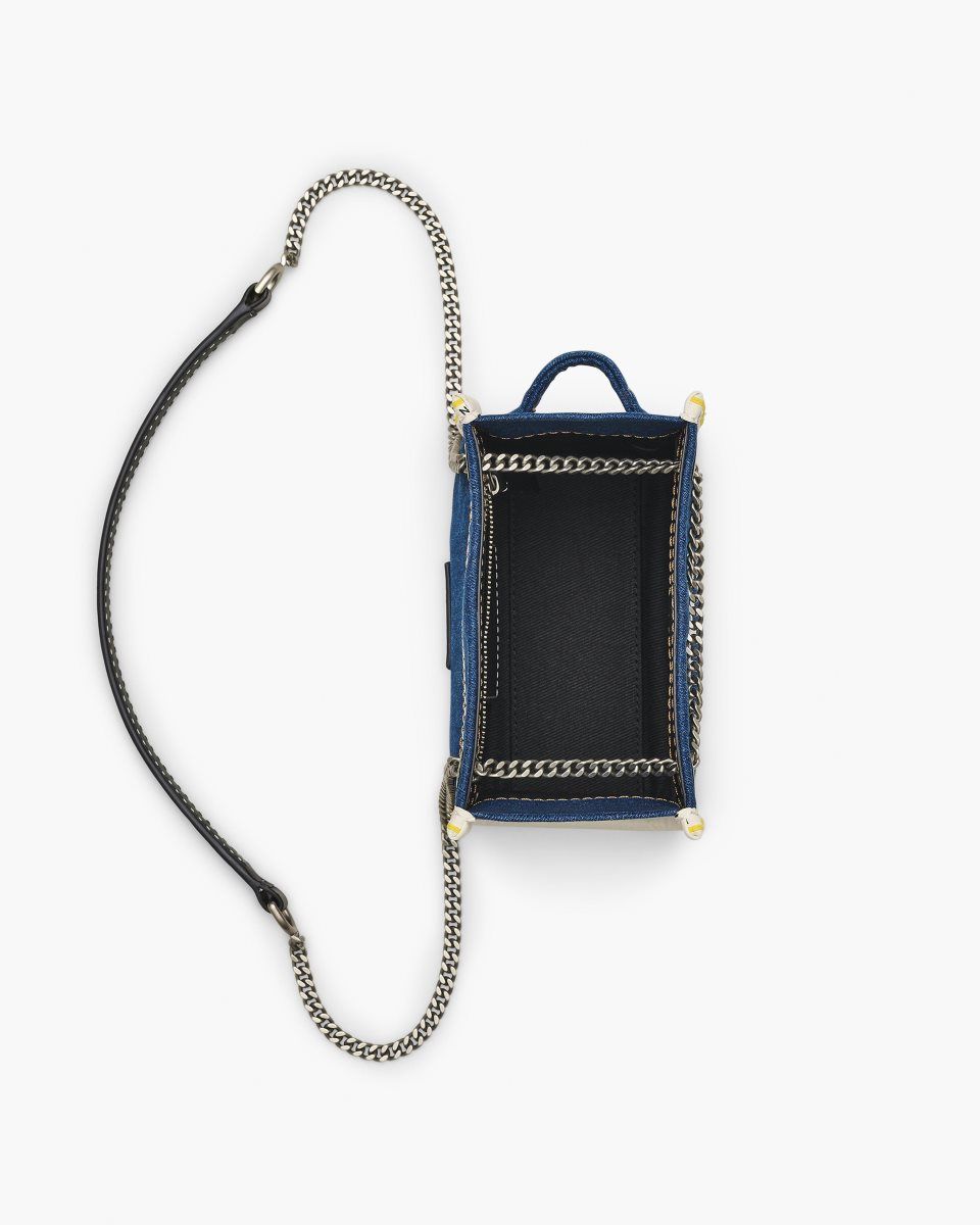 τσάντεσ χιαστί Marc Jacobs The Denim Chain Crossbody Tote Bag γυναικεια σκούρο ανοιχτο μπλε | 253069JNC