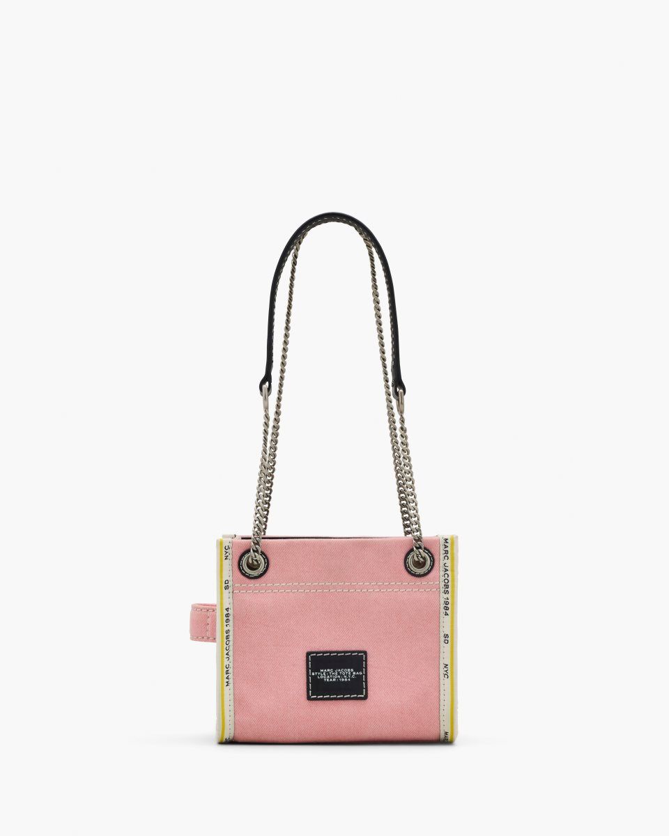 τσάντεσ χιαστί Marc Jacobs The Denim Chain Crossbody Tote Bag γυναικεια ροζ | 374208QTZ