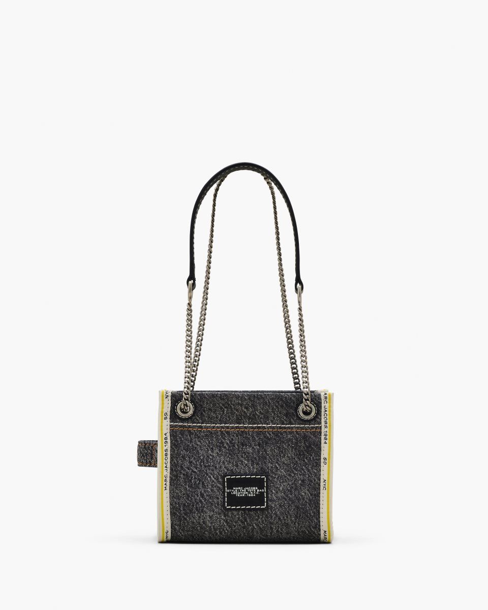 τσάντεσ χιαστί Marc Jacobs The Denim Chain Crossbody Tote Bag γυναικεια μαυρα ανοιχτο μπλε | 793216HWY